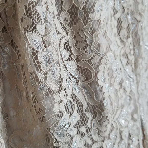 Free People | Tan Metallic Lace Shorts size 4 - Picture 3 of 5